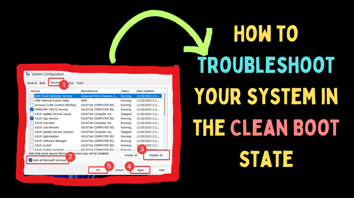 How to troubleshoot your system in the Clean Boot state